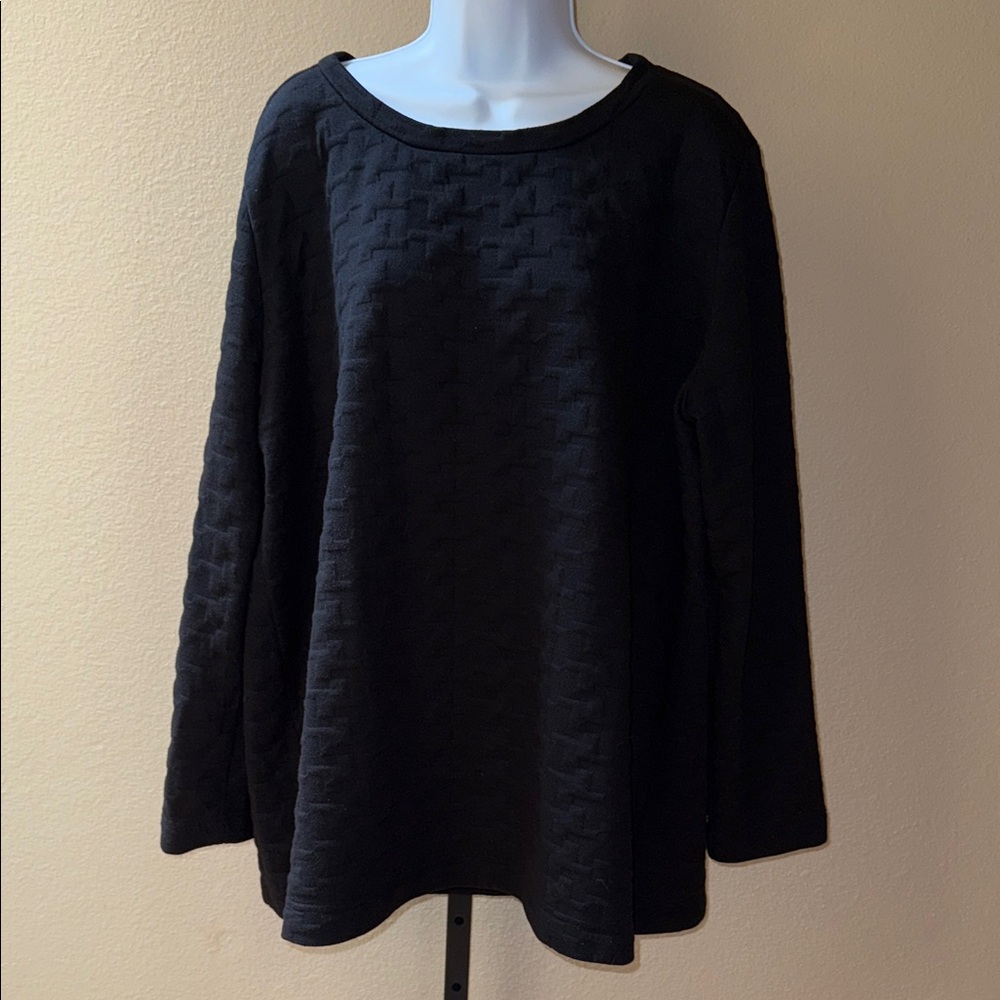 Persona by Marina Rinaldi Felpa Black Textured LS  Sweatshirt XL Plus US 14-16
